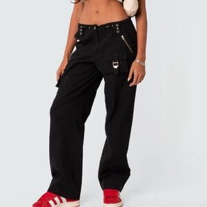 Edikted Black Wide Leg Pants High-Waisted